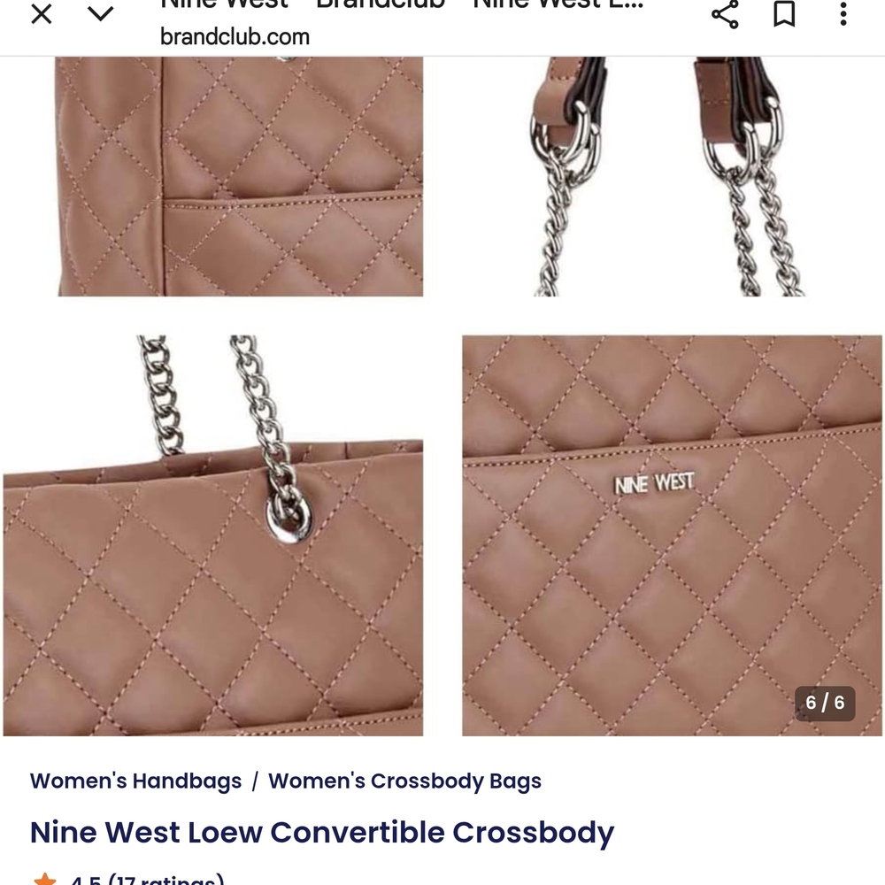 Nine West Loew Convertible Crossbody Quilted Sable Tan Brown Shoulder Bag - Picture 10 of 10